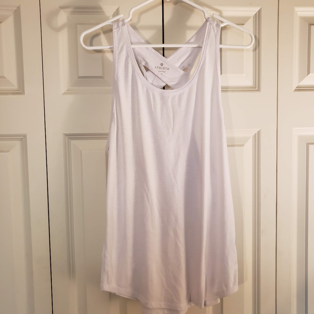 Athleta Women's White Crossback Tank Top - Large
